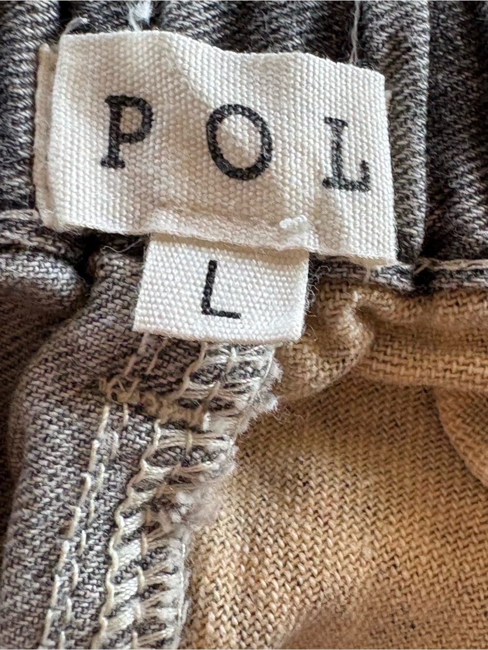 POL Mixed-Print Patchwork Wide-Leg Pants in Gray and Cream - Picture 6 of 8